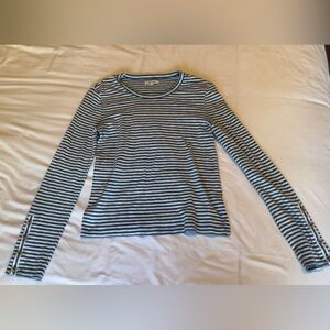 Madewell blue and white striped long sleeve shirt